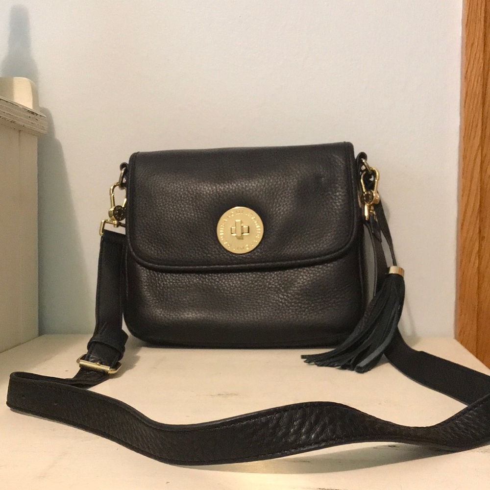 Isaac Mizrahi Black Leather Crossbody Bag